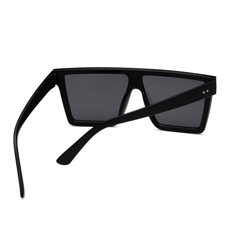 Gafas-نظارة شمسية مربعة كبيرة الحجم للرجال والنساء ، نظارات شمسية مربعة كبيرة الحجم ، ماركة فاخرة ، عصرية ، قمة مسطحة ، عدسات حمراء ، سوداء وفضي...