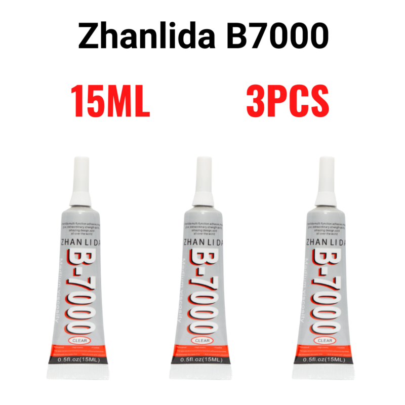 Zhanlida B7000 15 مللي 3 قطعة حزمة واضح الاتصال لاصق إصلاح الغراء مع طرف قضيب الدقة