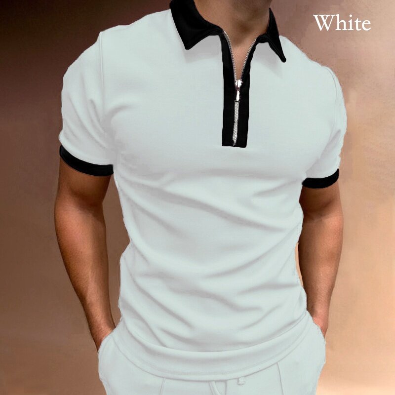 Hot البيع 2021 صيف جديد ملابس للرجال عادية موضة مطبوعة الرجال قمصان بولو بدوره إلى أسفل طوق سستة تصميم قصيرة الأكمام بلايز