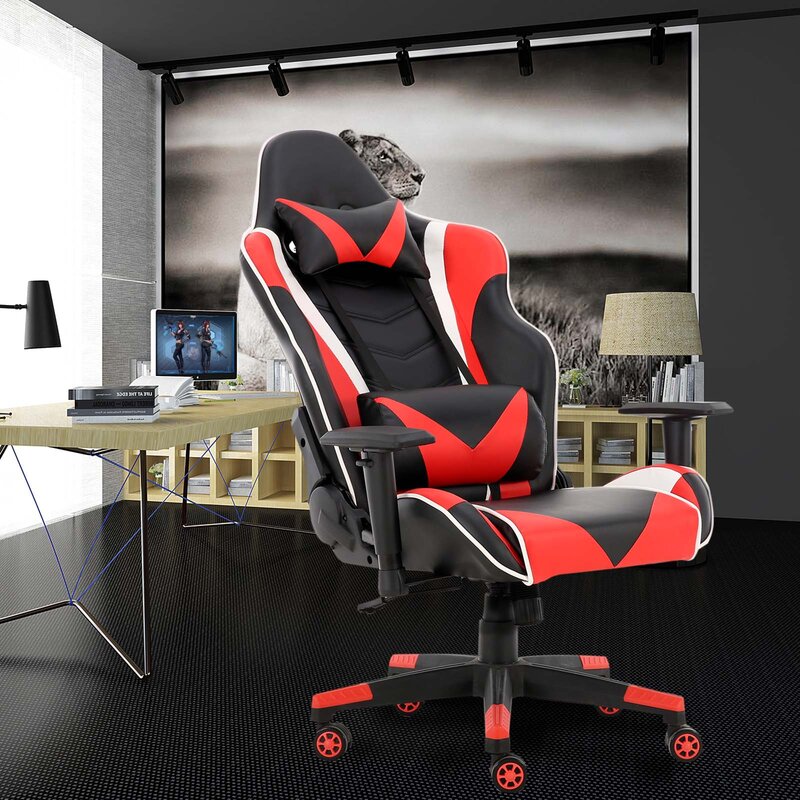 يتوافق مع تصميم مريح ، مع مسند الرأس و كرسي داعم للفقرات القطنية ، ارتفاع قابل للتعديل 360 درجة الدورية كرسي ألعاب الفيديو