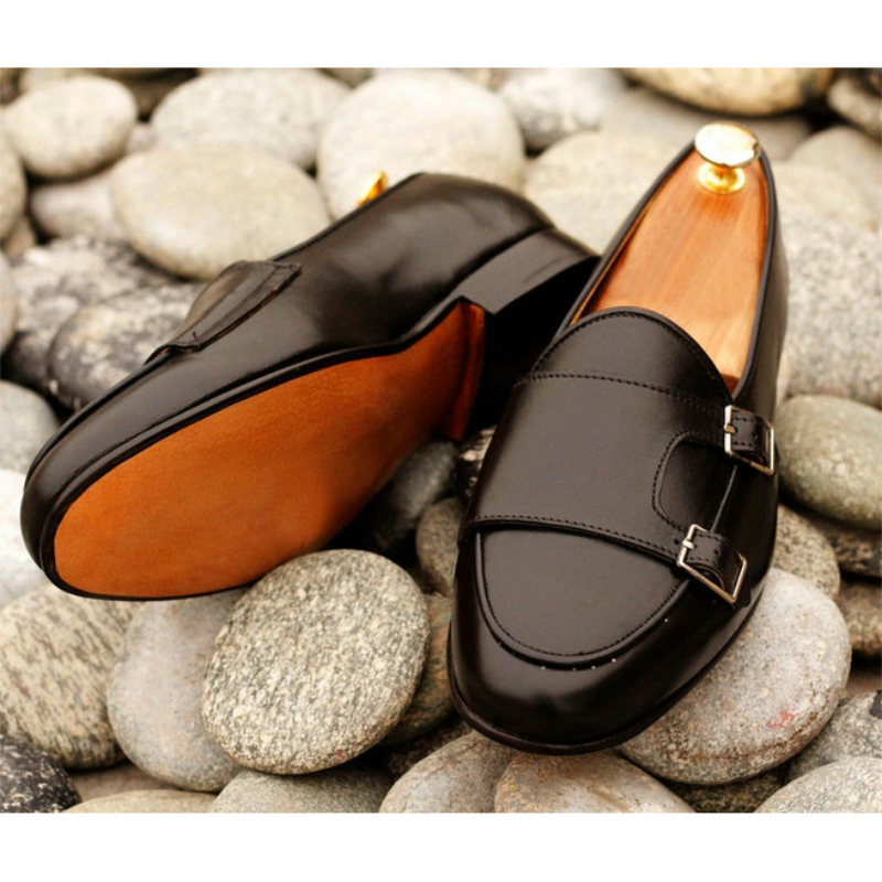 الرجال بولي Classic الموضة الكلاسيكية اليومية الأعمال عادية الأسود جولة تو مزدوجة مشبك الراهب أحذية منخفضة الكعب حذاء مريح XM125
