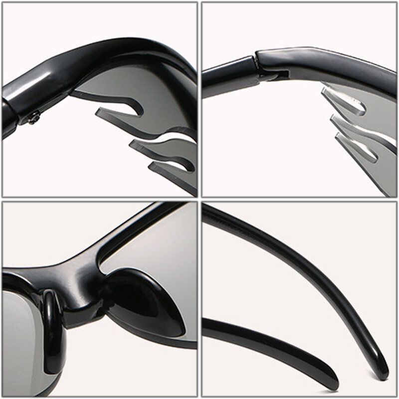 نظارات شمسية على شكل لهب شبه بدون إطار موضة 2021 نظارات ريترو كاندي اللون للرجال نظارات رياضية للقيادة في الهواء الطلق نظارات UV400
