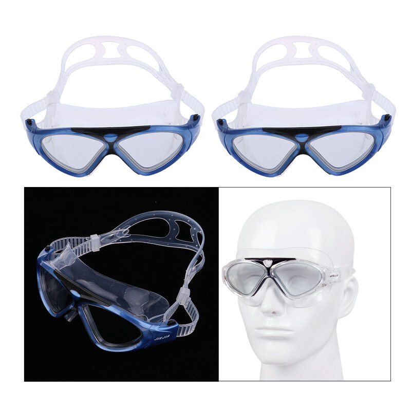 2 قطع مكافحة الضباب نظارات الوقاية للسباحة UV حماية نظارات سباحة للكبار الأزرق