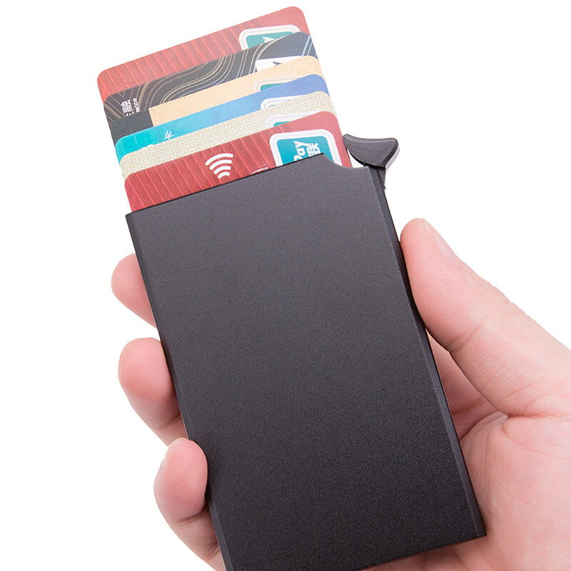 ZOVYVOL حامل بطاقة الائتمان تلقائيا إخراج لون الصلبة بطاقة بنك ائتمانية معدنية حزمة حامل بطاقة الأعمال