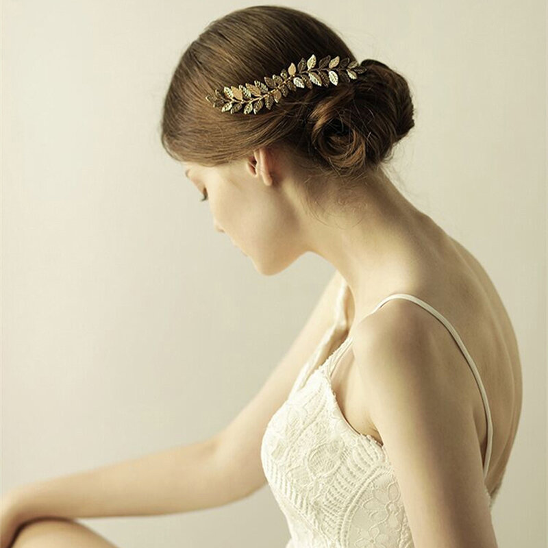Greek Bridal Wedding Hair Accessories Headdress Olive Leaf Headband Hair Comb Hairpin Women Jewelry Headpiece