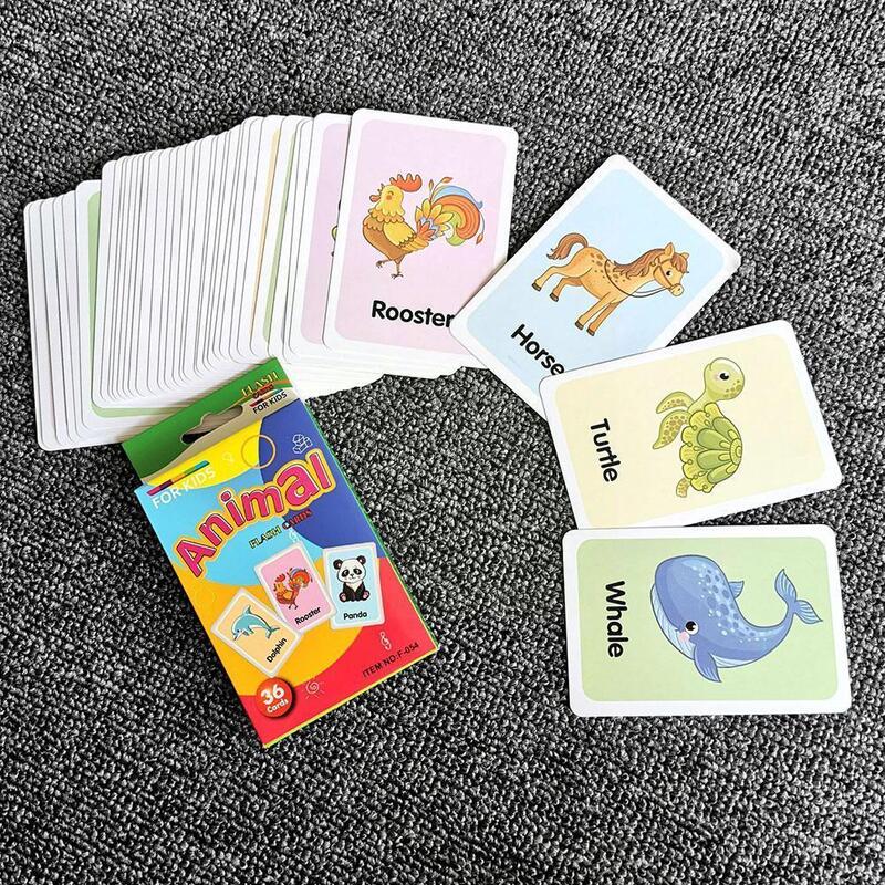 36 بطاقة في صندوق بطاقة فلاش وسائل تعليمية فاكهة الحيوان لعب للتعلم لعبة فلاش بطاقات الكلمة الإنجليزية التعليمية مباراة Pictu T6e2