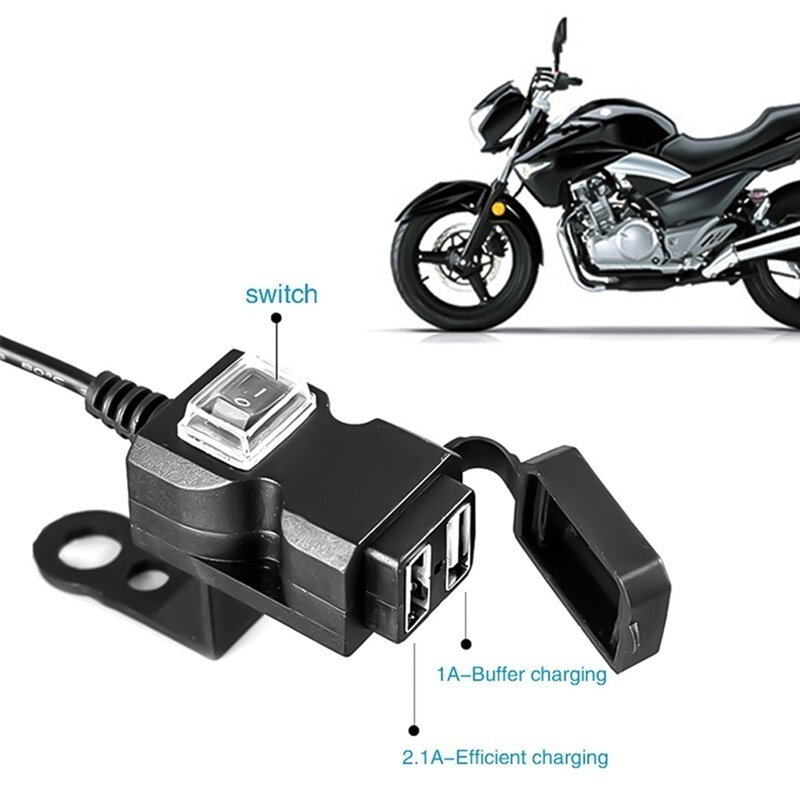 50% حار مبيعات! 12-24 فولت/9-90 فولت المزدوج USB منافذ دراجة نارية المقود مرآة الرؤية الخلفية شاحن الهاتف