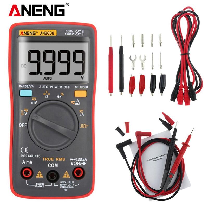 ANENG AN8008 متعدد 9999 التهم الخلفية التيار المتناوب/تيار مستمر مقياس التيار الكهربائي اختبار السعة اختبار السيارات الكهربائية
