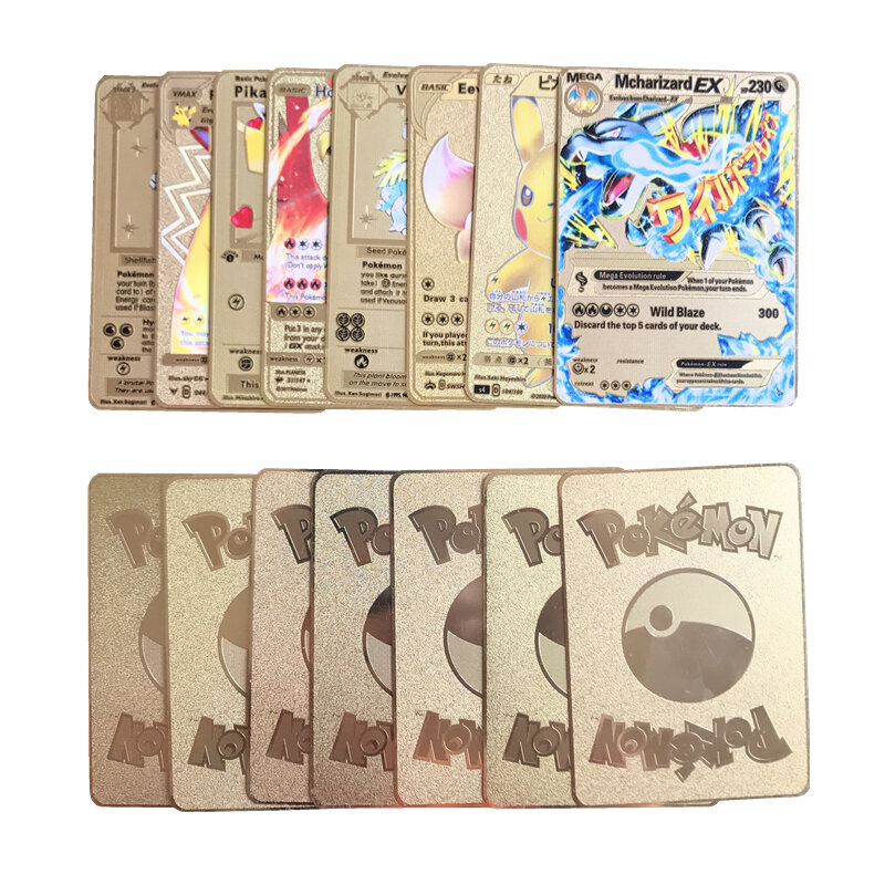 بطاقات البوكيمون Vmax GX ميجا بطاقة معدنية أنيمي بيكاتشو Charizard جمع لعبة ببطاقات ورقية لعب للأطفال هدية عيد ميلاد