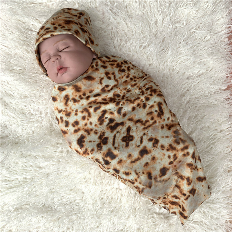 بوريتو الطفل بطانية الدقيق التورتيا قماط بطانية النوم قماط التفاف قبعة