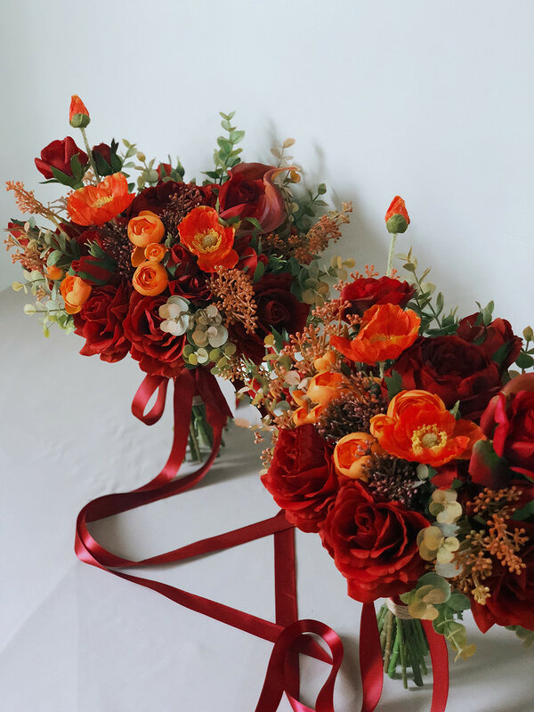 SESTHFAR-باقة ورود عتيقة من الحرير الاصطناعي ، زهور وردية ، لوصيفات العروس ، لحفل الزفاف