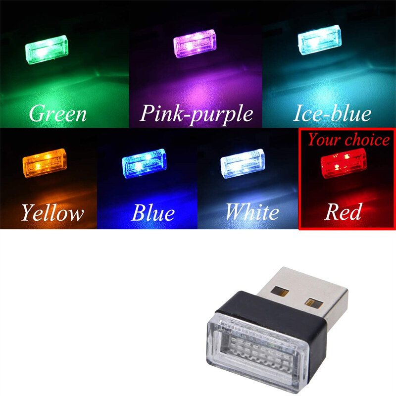 1 قطعة USB سيارة LED أضواء صغيرة مصباح للزينة جو 12 فولت الطوارئ الإضاءة العالمي الكمبيوتر المحمولة التوصيل والتشغيل متعددة الألوان
