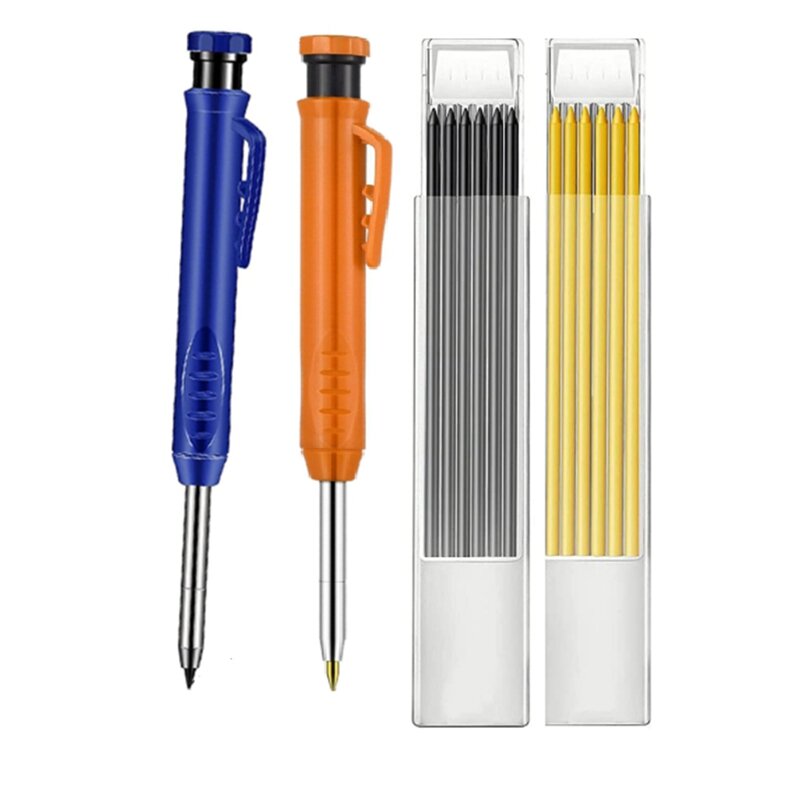 2 قطعة أقلام نجار ، أقلام نجار صلبة مع براية أقلام مدمجة ، أقلام رسم ميكانيكية لأعمال النجارة #1