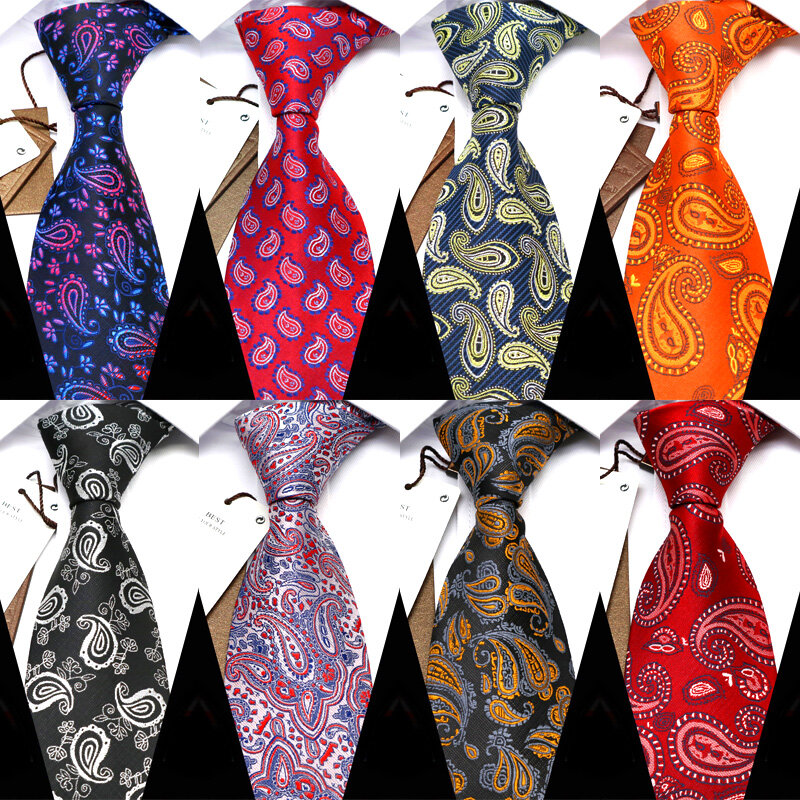 YISHLINE ربطات عنق للرجال جديد 18 لون بيزلي ربطة عنق للأعمال ربطة عنق للرجال منسوجات من قماش الجاكار اكسسوارات الزفاف