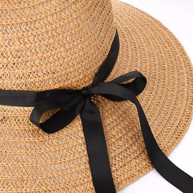 بسيطة قابلة للطي واسعة حافة المرنة الفتيات قبعة من القش قبعة الشمس الشاطئ النساء قبعة صيفية UV حماية قبعة السفر سيدة قبعة الإناث