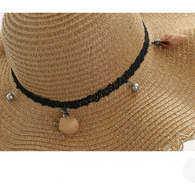 الصيف واسعة حافة قبعة الشمس النساء قبعة من القش قبعة في الهواء الطلق عطلة سيدة الشاطئ قبعة الأزهار عادية