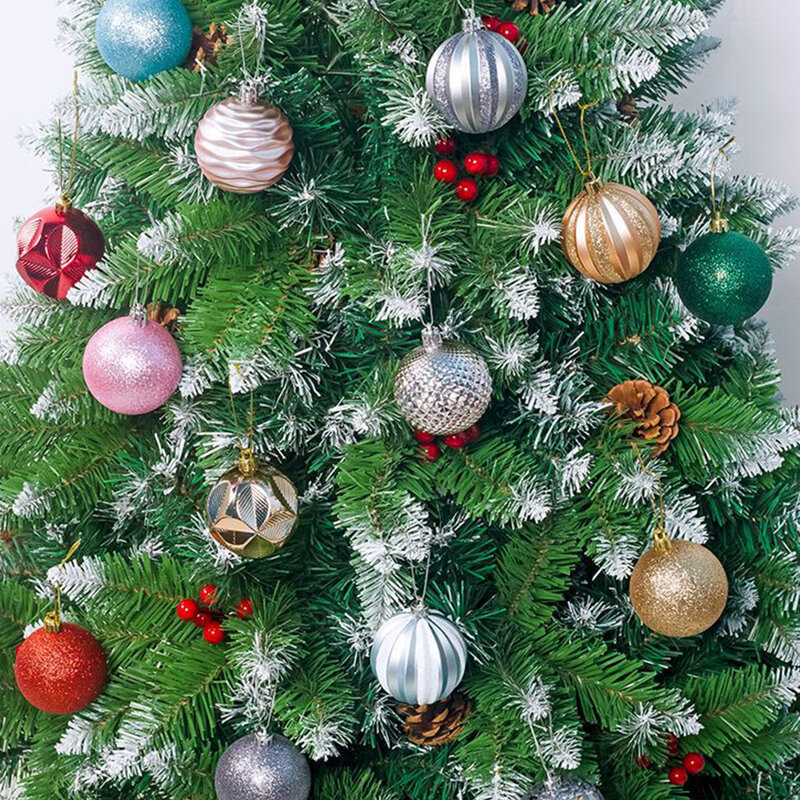 12 قطعة/المجموعة عيد الميلاد عيد الميلاد شجرة الكرة الحلي شنقا المنزل حزب زخرفة الديكور الملونة الأحمر الذهب الكرة دروبشيب