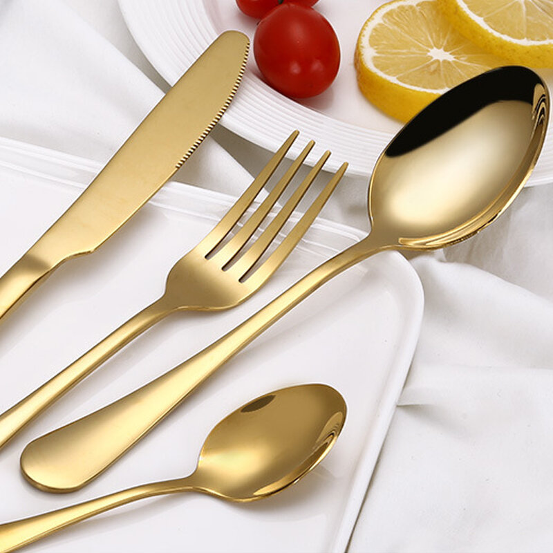 4 قطعة مجموعة أدوات المائدة دائم الفضيات طقم ملاعق الفولاذ المقاوم للصدأ أنيقة شوكة لتناول الطعام ملعقة سكين