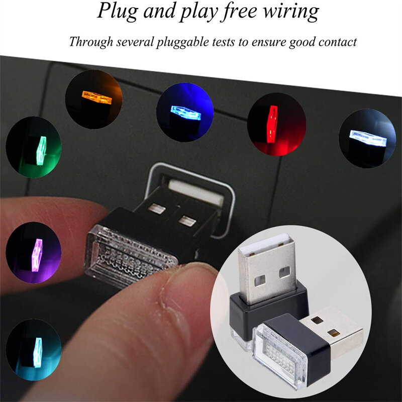 1 قطعة USB سيارة LED أضواء صغيرة مصباح للزينة جو 12 فولت الطوارئ الإضاءة العالمي الكمبيوتر المحمولة التوصيل والتشغيل متعددة الألوان