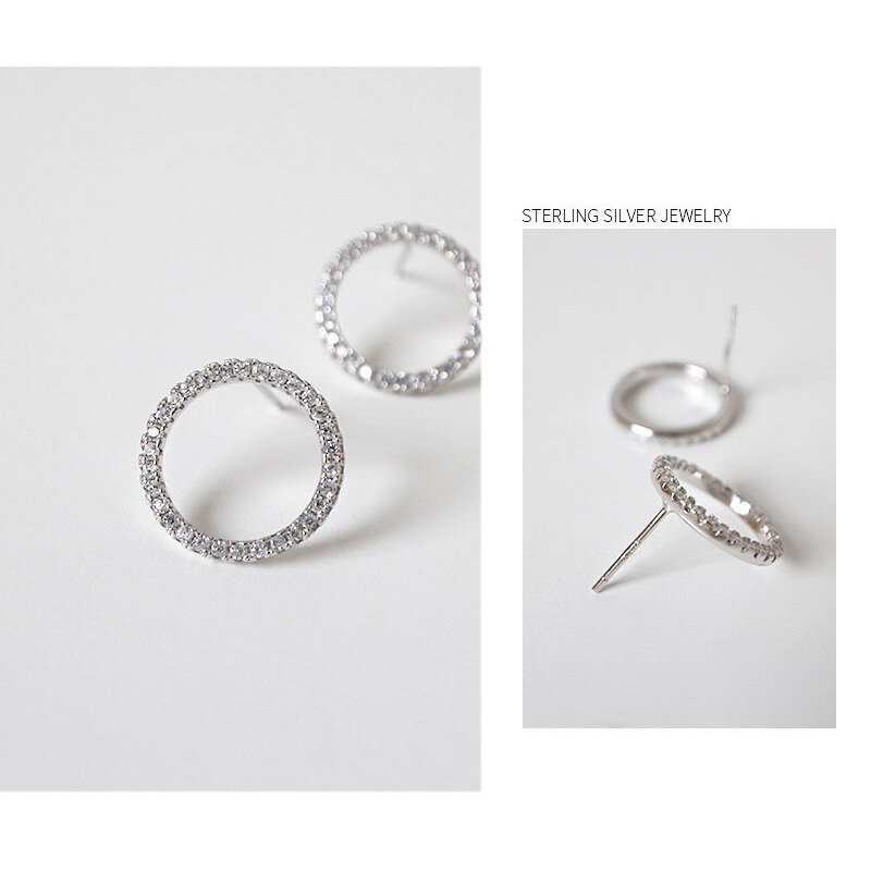 S'STEEL-أقراط هندسية من الزركونيا للنساء ، أقراط مستديرة ، مجوهرات من الفضة الإسترليني عيار 925