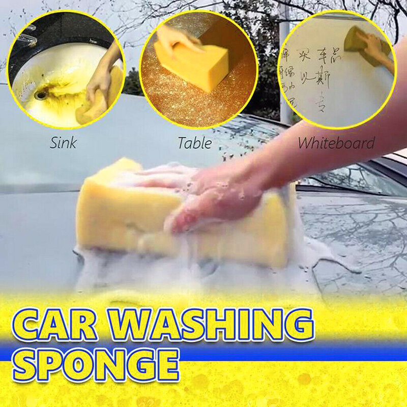إسفنج غسيل السيارات السيارات تنظيف كبير العسل المرجان الأصفر سميكة كتلة إسفنجية غسل السيارات أدوات اكسسوارات السيارات 16.5 × 10 × 7 سم 1 قطعة