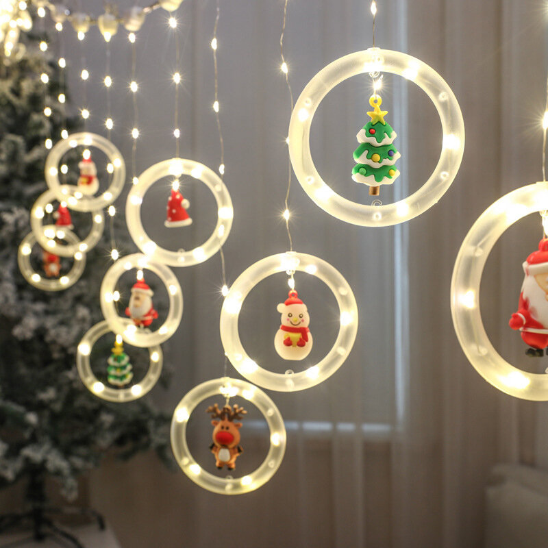 LED عيد الميلاد عطلة ضوء الزفاف الديكور جارلاند غرفة نوم ديكور دائرة سلسلة أضواء الستار مصباح في الهواء الطلق مصباح الحديقة