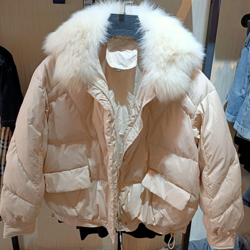 معطف النساء الثلوج ارتداء فضفاض الثعلب الفراء القطن الدافئة سميكة جيب سترة النساء ملابس خارجية معاطف الأساسية جواكت شتوية