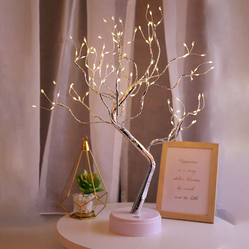 مصباح LED ليلي للمنزل غرفة نوم عيد الميلاد ديكور داخلي للأطفال هدية شجرة مصابيح USB وبطارية تعمل بالطاقة ضوء الليل