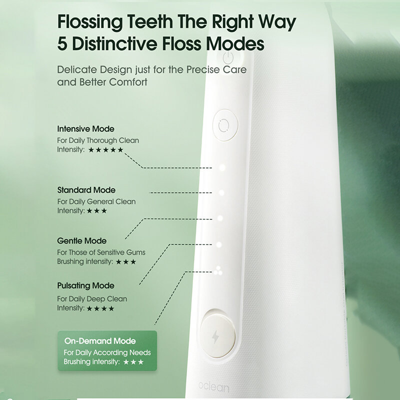 أوكلين W10 جهاز تنظيف الأسنان بالماء عن طريق الفم الري المحمولة نفاثة مياه للأسنان 4-تلميح و 5-وضع انفصال WaterTank مقاوم للماء السيارات الموقت