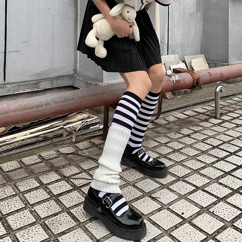 Tukucai جوارب مقلمة الأطفال العجل الجوارب فوق الركبة جوارب E-Sports جرلي نمط عالية الجودة الظلام اليابانية الشرير موضة JK