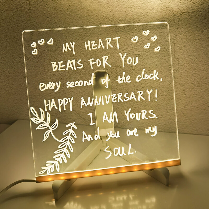 شخصية LED مصباح الاكريليك رسالة ملاحظة مجلس قابل للمسح USB للأطفال لوحة الرسم مصباح ليلي لغرفة النوم عيد ميلاد الاطفال هدية