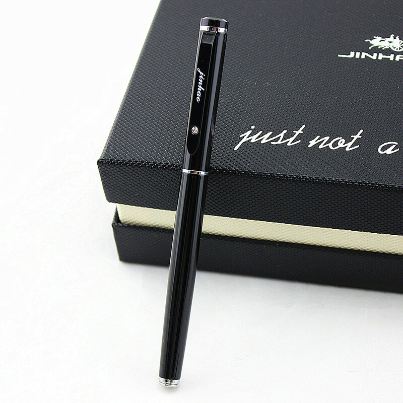 Jinhao 101 نافورة القلم الحبر الكامل المعادن كليب أقلام الفاخرة الأسود الحبر نافورة-القلم المنقار 0.38 مللي متر اللوازم المكتبية