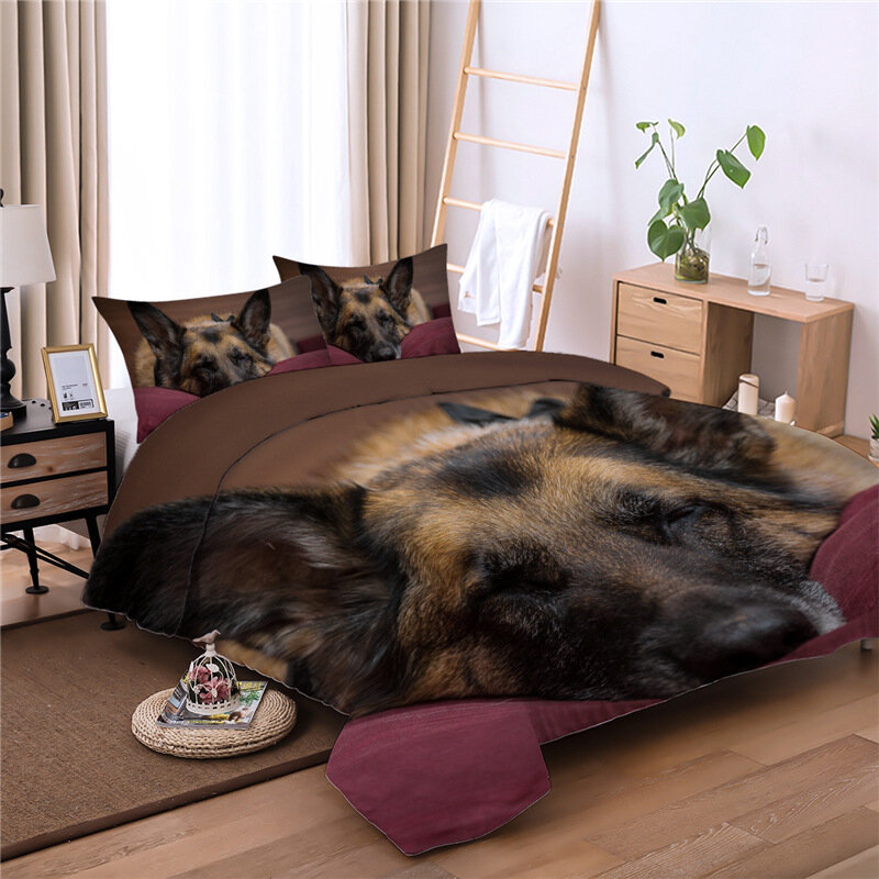 ثلاثية الأبعاد المفارش كلب الحيوان مطبوعة الملكة الملك طقم سرير واحد مزدوج حاف مجموعة غطاء للطفل الصبي الكبار المنزل السرير