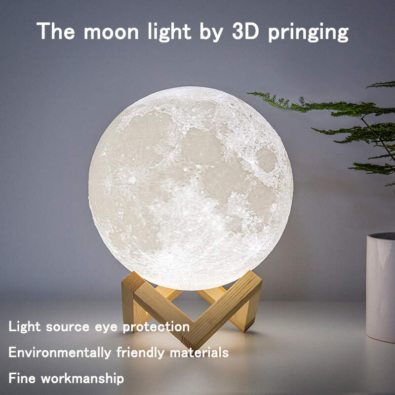 ثلاثية الأبعاد ليلة ضوء usb طباعة مصباح قمري led تعمل باللمس أضواء لغرفة الأطفال RGB اللون تغيير القمر ديكور الإضاءة لمنزلك