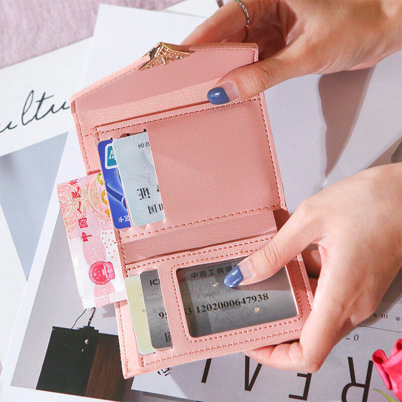 محافظ النساء خمر معدنية على شكل قلب المحافظ أكياس المال قصيرة حامل بطاقة السيدات الصغيرة جيوب عملة صغيرة carteras para mujer