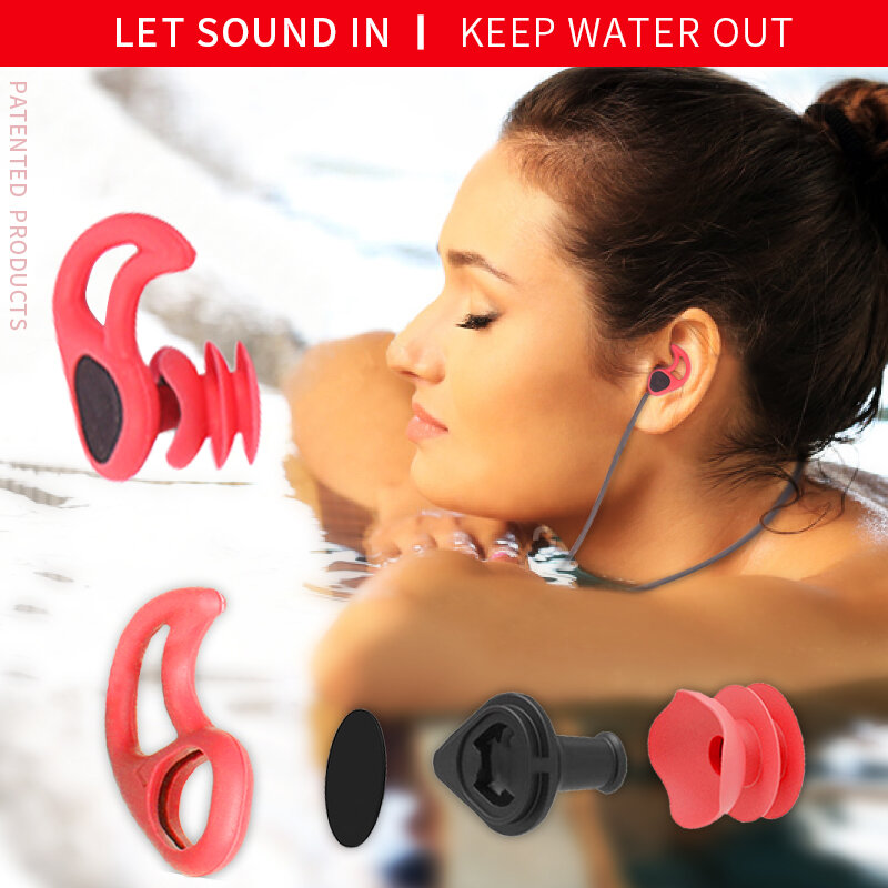 سدادات أذن سيليكون ناعمة مقاومة للماء ، سدادات أذن للسباحة ، غوص ، إلغاء الضوضاء ، سماعات أذن قابلة لإعادة الاستخدام لحماية السمع