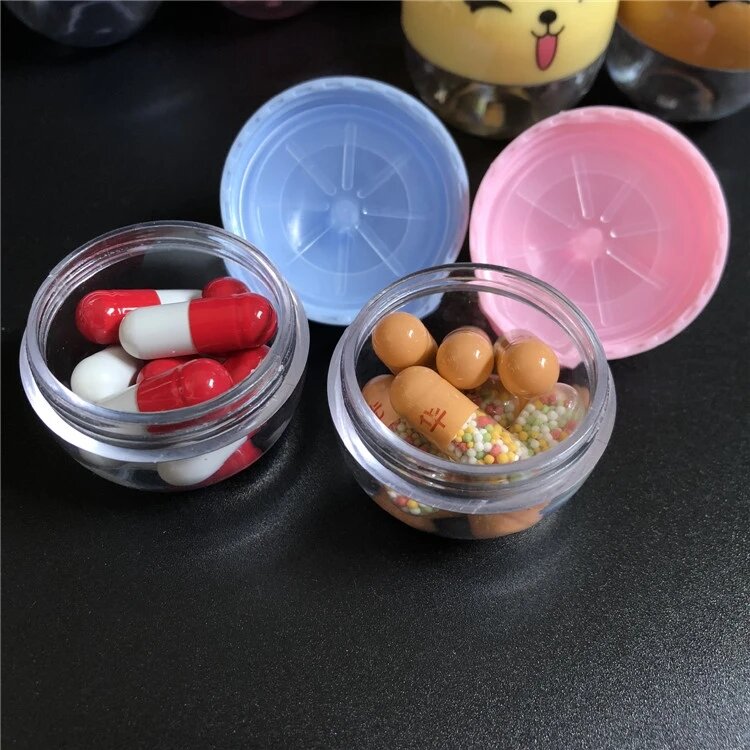 الكرتون نمط حبة صندوق منظم تخزين المجوهرات صندوق بلاستيكي للأقراص 7 أيام الطب الصغيرة الفيتامينات حاويات الاطفال زجاجة