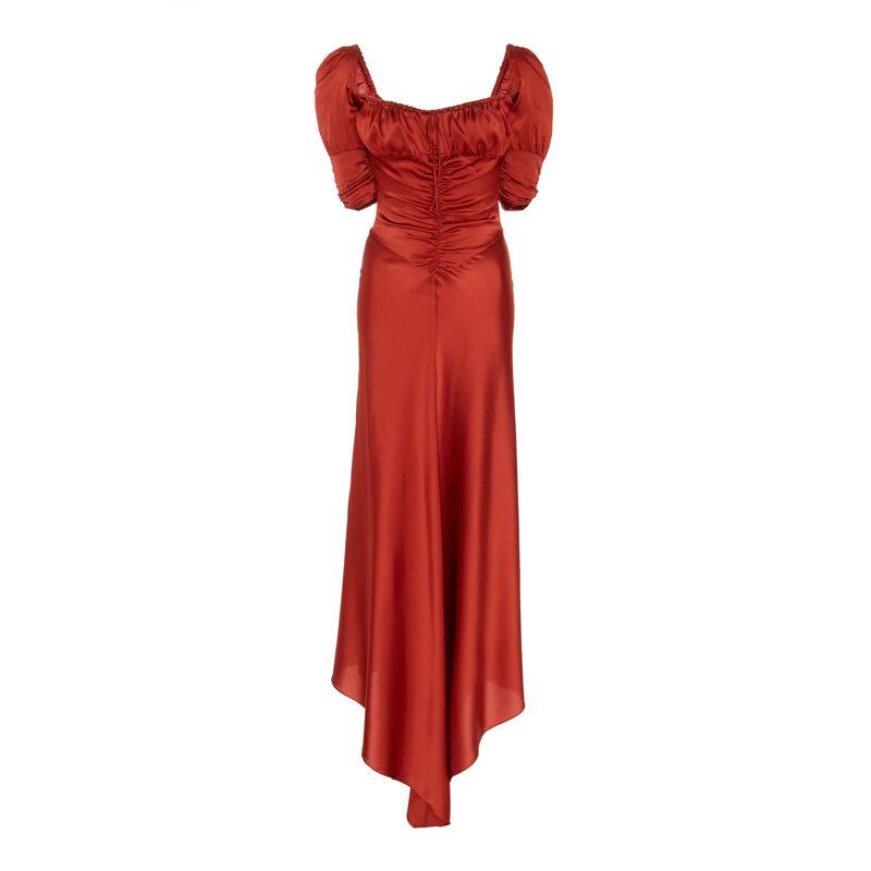 فستان الحفلات السنوية الإناث فستان أحمر حفلة حريري الحرير تنورة فستان طويل فستان مزاجه ضئيلة