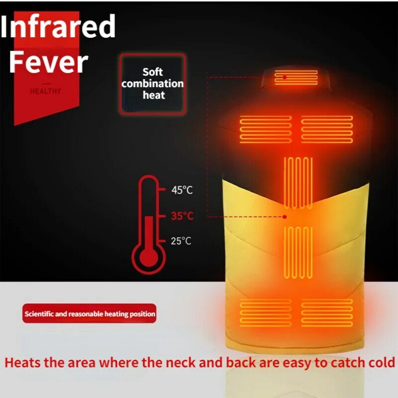 الرجال سترة التدفئة الذكية التحكم المزدوج أحد عشر مناطق USB ساخنة الرجال سترة الملابس القطنية الدافئة التدفئة الملابس لفصل الشتاء
