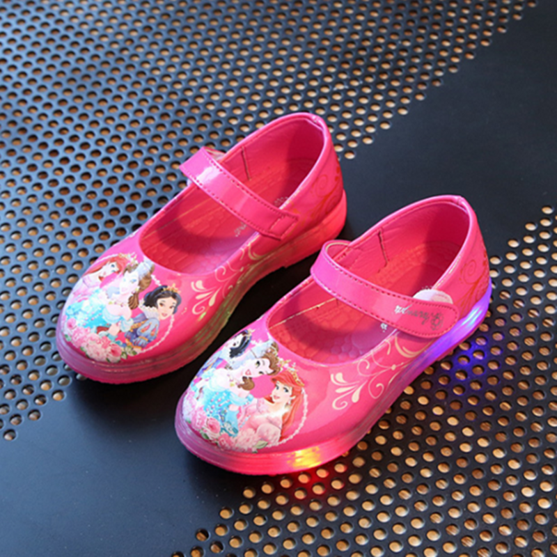 أحذية الأميرة الكرتونية للأطفال ، أحذية ربيعية مضيئة بنعل ناعم ، غير رسمية ومريحة وغير قابلة للانزلاق