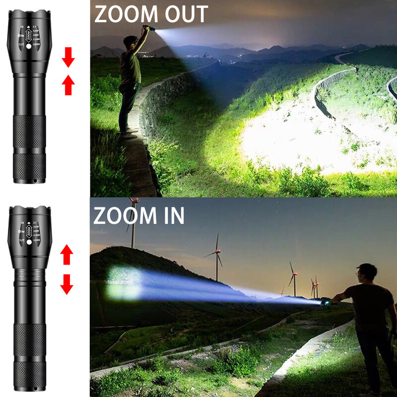 قوية T6 مصباح ليد جيب السوبر مشرق سبائك الألومنيوم المحمولة الشعلة USB قابلة للشحن التخييم في الهواء الطلق التكتيكية ضوء فلاش