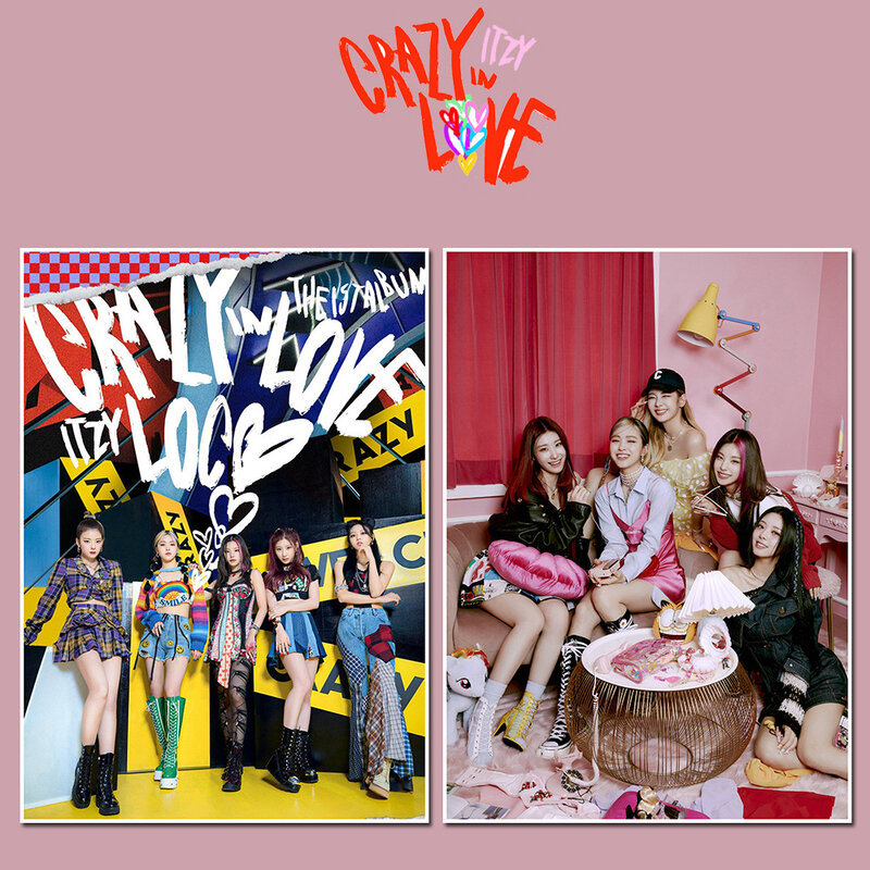 2 قطعة/المجموعة الجملة Kpop ITZY جديد ألبوم مجنون في الحب المشارك HD الصورة صورة فنية غرفة ديكور المنزل ملصقات جدار جدار ديكور وكو