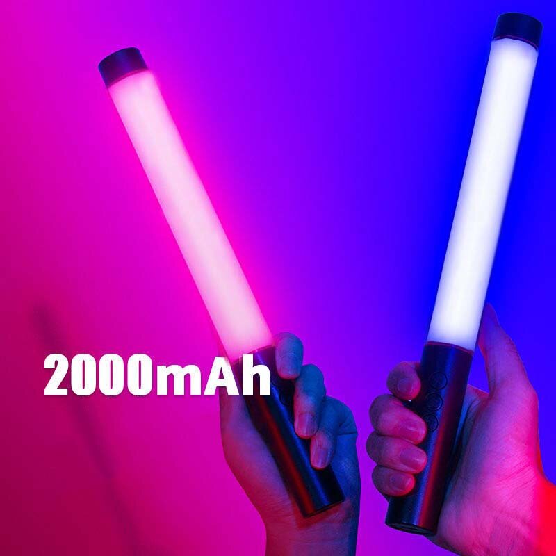 التصوير الفوتوغرافي LED ملء ضوء RGB الملونة مصباح لتهيئة الجو المحمولة الإضاءة عصا يده Selfie مصباح 2000mAH قابلة للشحن