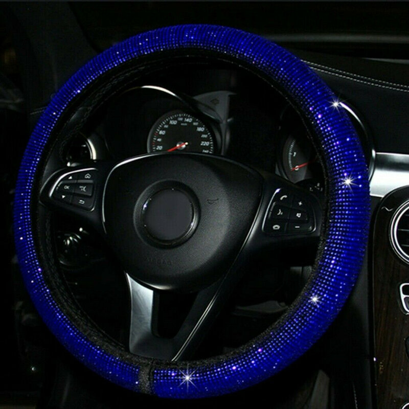 14.5-15 \ "عجلة القيادة العالمي سيارة 1 X اكسسوارات الأسود أفخم الكريستال الأزرق