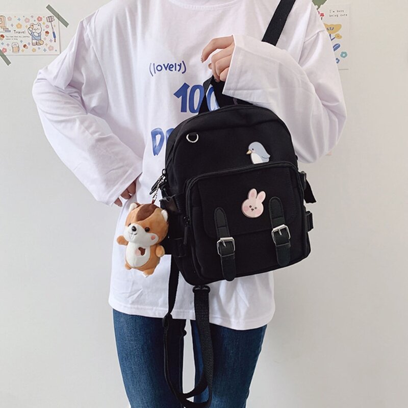 حقيبة ظهر نسائية على الموضة حقيبة كتف Kawaii للمراهقات متعددة الوظائف حقيبة صغيرة للسيدات حقيبة سفر مدرسية