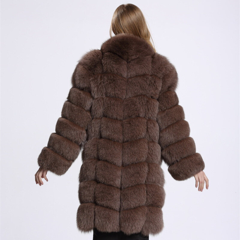 جديد الفراء معطف المرأة طويلة تقليد الثعلب الفراء معطف المرأة الفضة الثعلب معطف الشتاء