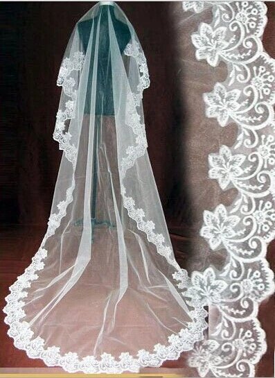 مزيج مثالي veu de noiva الأبيض العاج رخيصة الدانتيل الحجاب الزفاف 3 متر طرحة زفاف اكسسوارات الزفاف