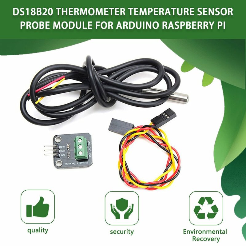 DS18B20 وحدة استشعار درجة الحرارة عدة مقاوم للماء 100 سنتيمتر كابل الاستشعار الرقمي مسبار من الفولاذ المقاوم للصدأ محطة محول لاردوينو