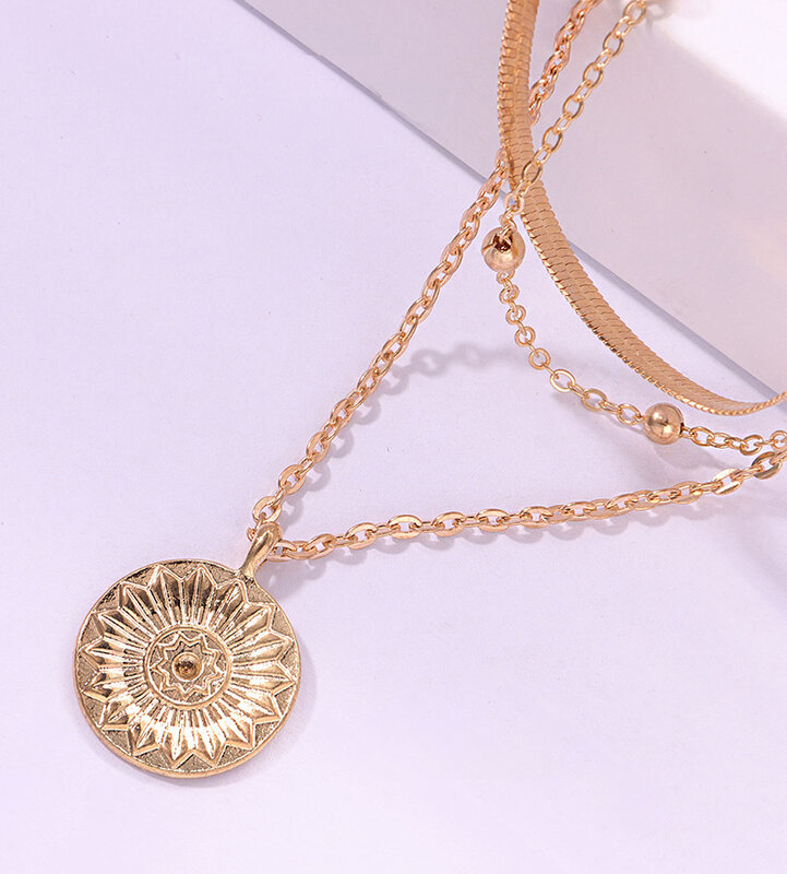 عقد بطرا عتيق كلاسيكي على الرقبة الذهب سلسلة المرأة مجوهرات الطبقات اكسسوارات للبنات قلادة للنساء موضة قلادة هدايا 2021