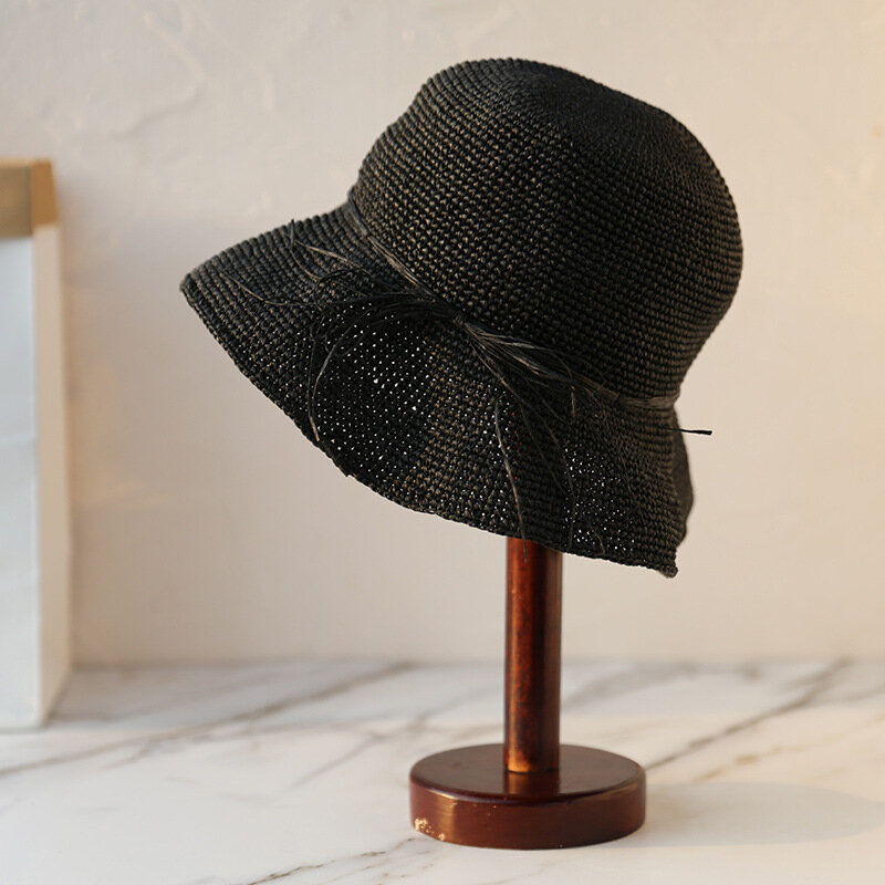 الصيف صياد قبعة مقعر شكل قبعة من القش السيدات الشاطئ واقية من الشمس واسعة قبعة لها حواف